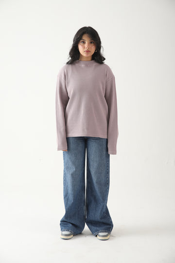 Lilac Drift Waffle Top | RELAX FIT