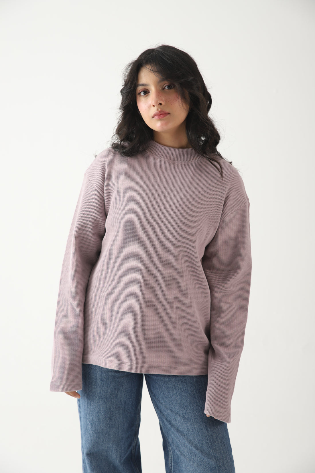Lilac Drift Waffle Top | RELAX FIT