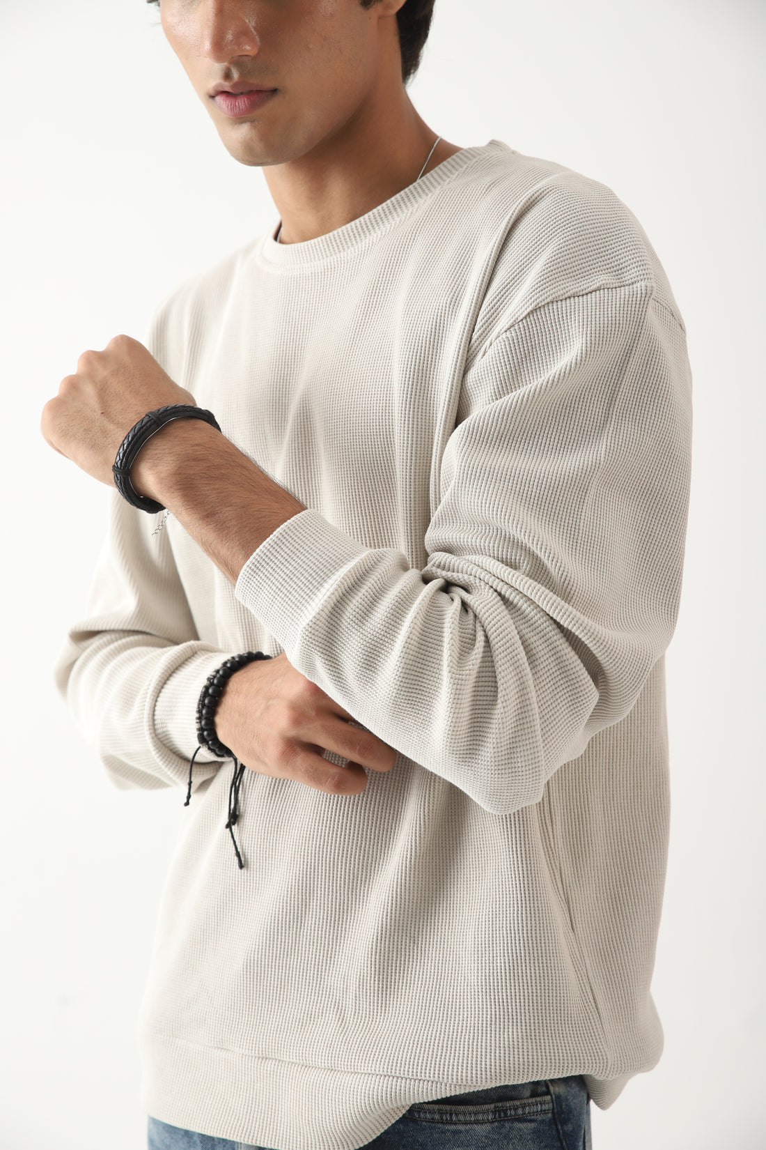 Ash Drift Waffle Top | RELAX FIT