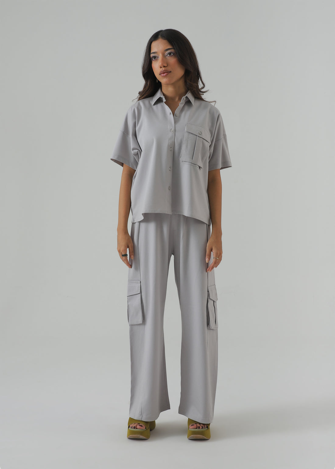 SLATE GREY CARGO TROUSERS