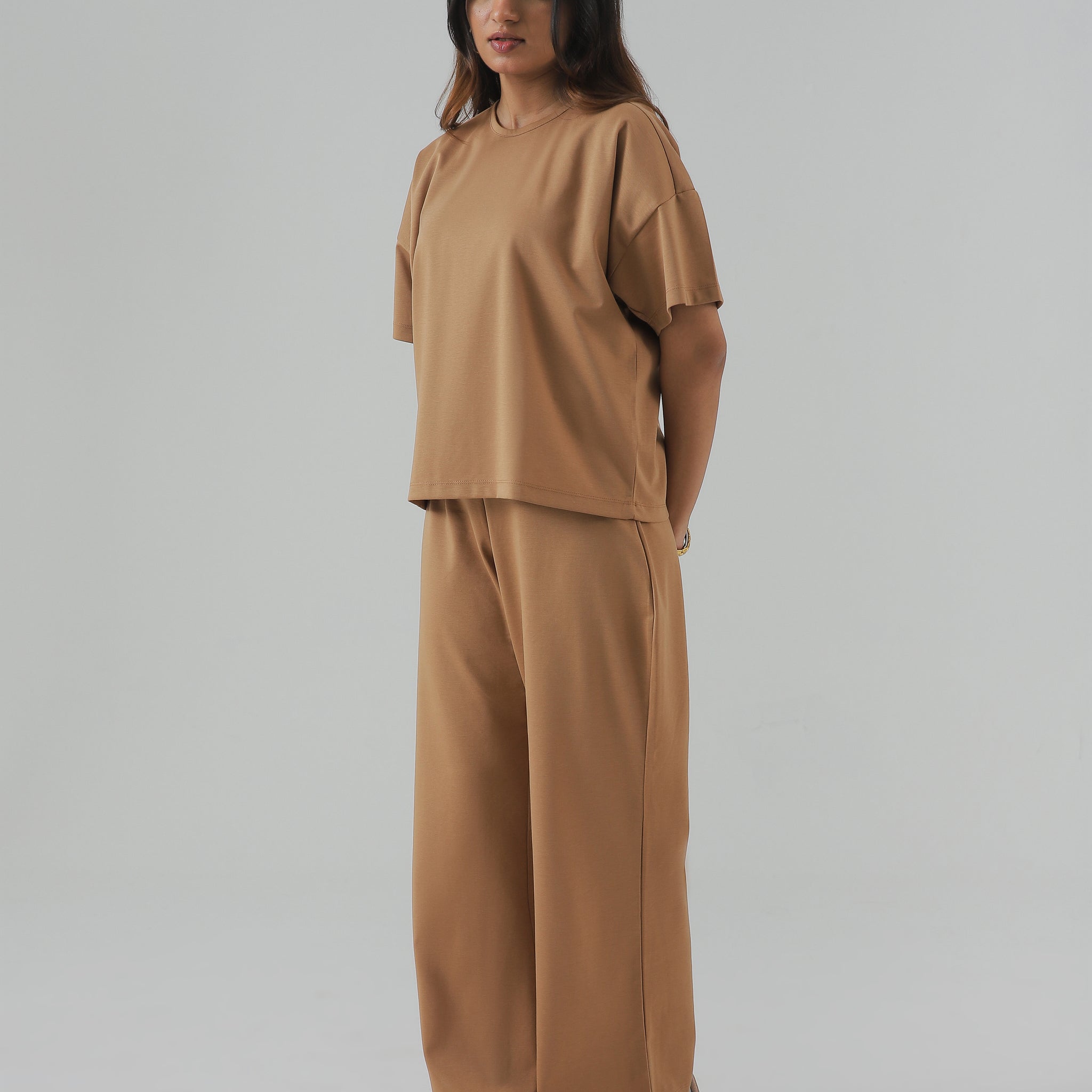 MOCHA LUXE LOUNGE WIDE LEG TROUSERS
