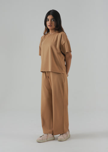 MOCHA LUXE LOUNGE WIDE LEG TROUSERS