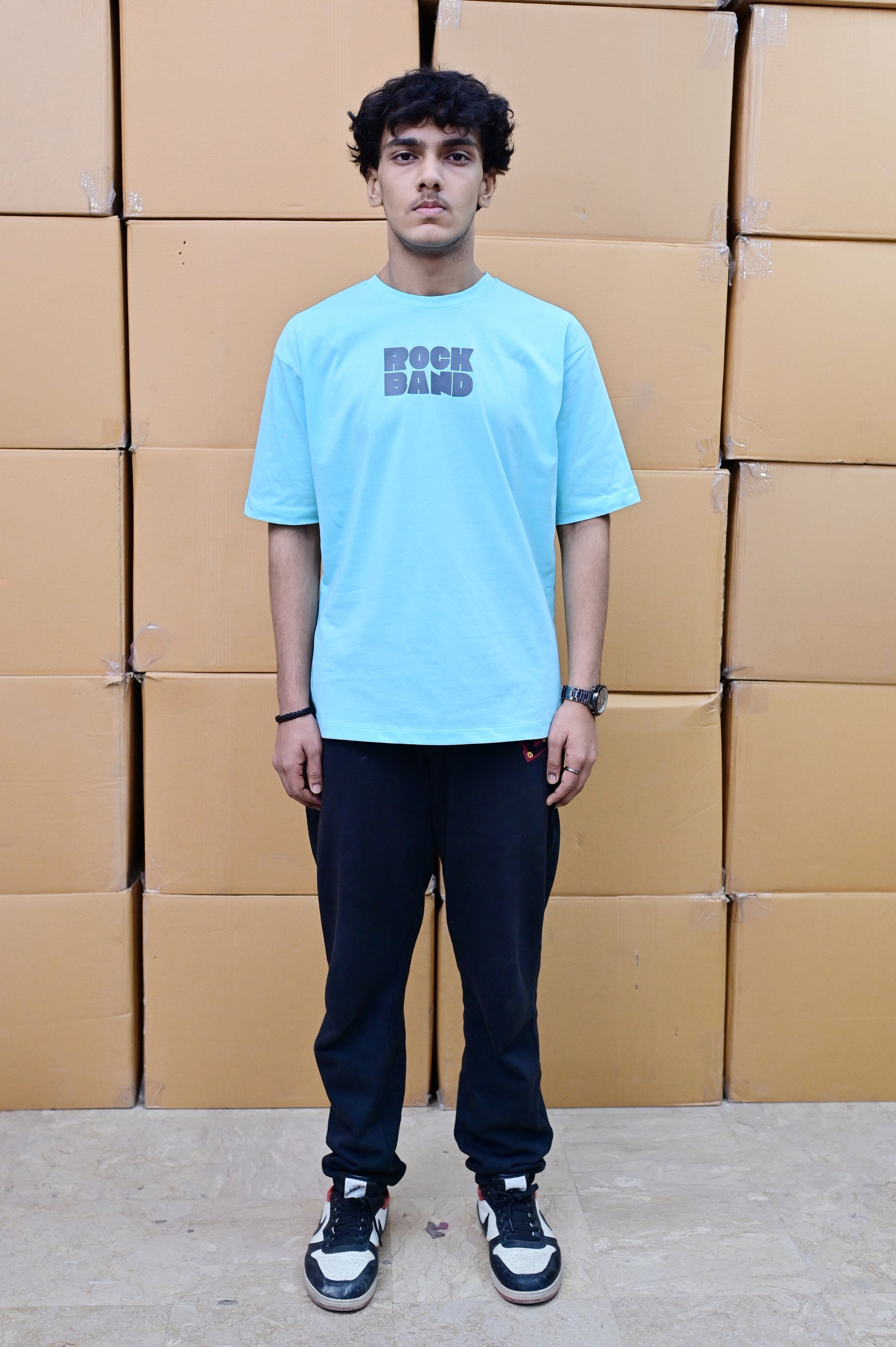 Zattitude mens drop shoulder tees Rock Band Blue | Drop-Shoulder Tee