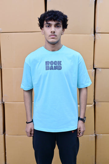 Zattitude mens drop shoulder tees Rock Band Blue | Drop-Shoulder Tee