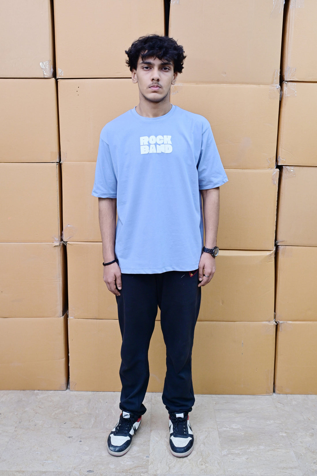 Zattitude mens drop shoulder tees Rock Band Gray | Drop-Shoulder Tee