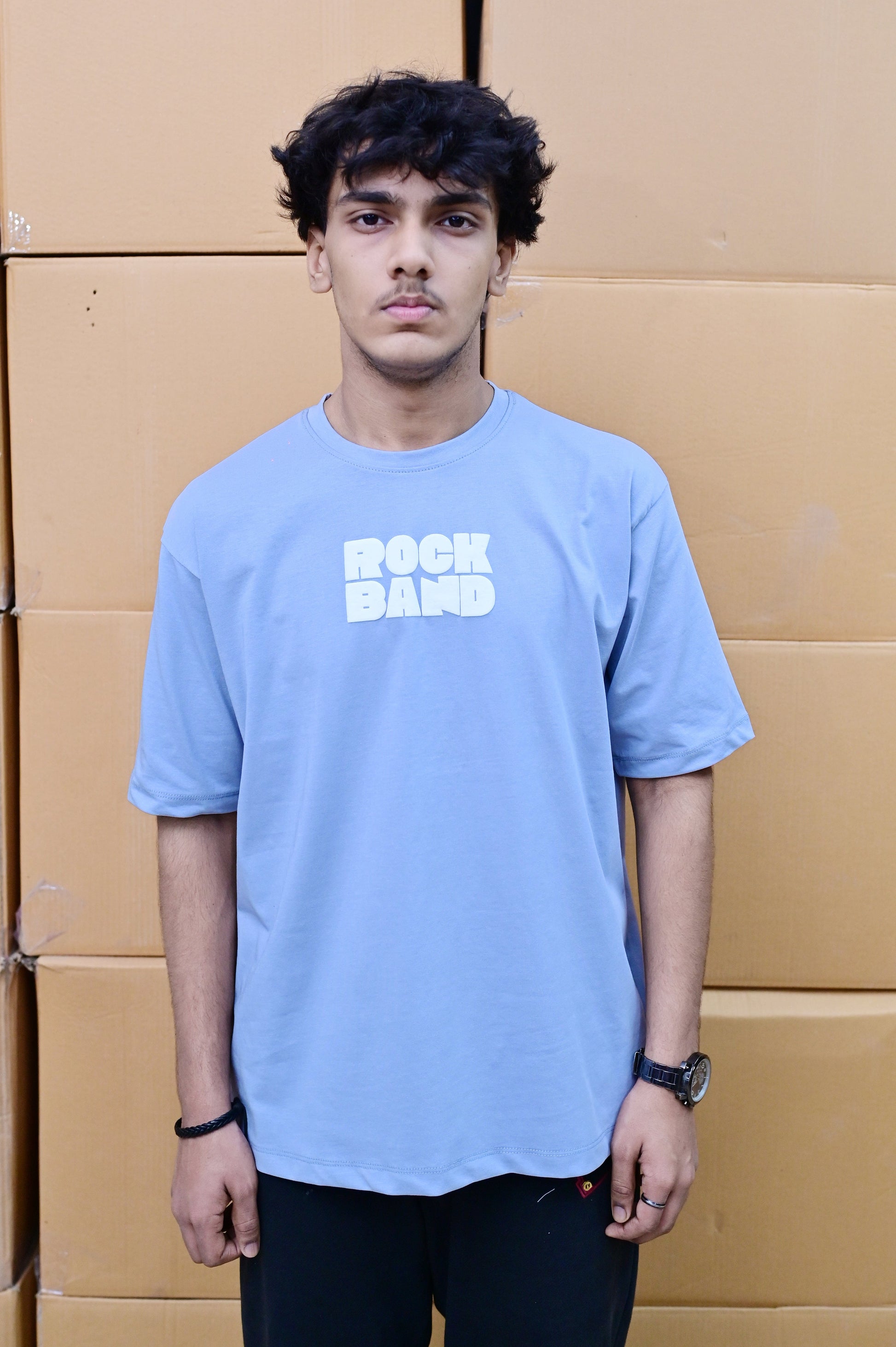 Zattitude mens drop shoulder tees Rock Band Gray | Drop-Shoulder Tee