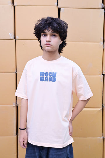 Zattitude mens drop shoulder tees Rock Band Peach | Drop-Shoulder Tee