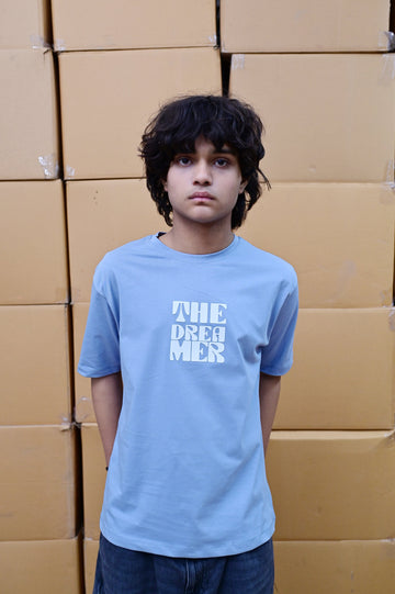 Zattitude mens drop shoulder tees The Dreamer | Blue Drop-Shoulder Oversized Tee