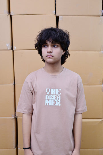 Zattitude mens drop shoulder tees The Dreamer | Mocha Drop-Shoulder Oversized Tee