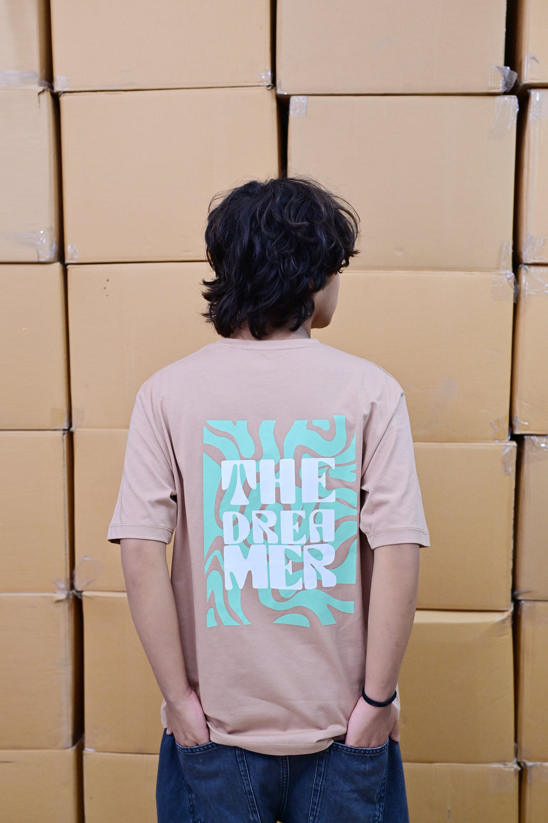 Zattitude mens drop shoulder tees The Dreamer | Mocha Drop-Shoulder Oversized Tee