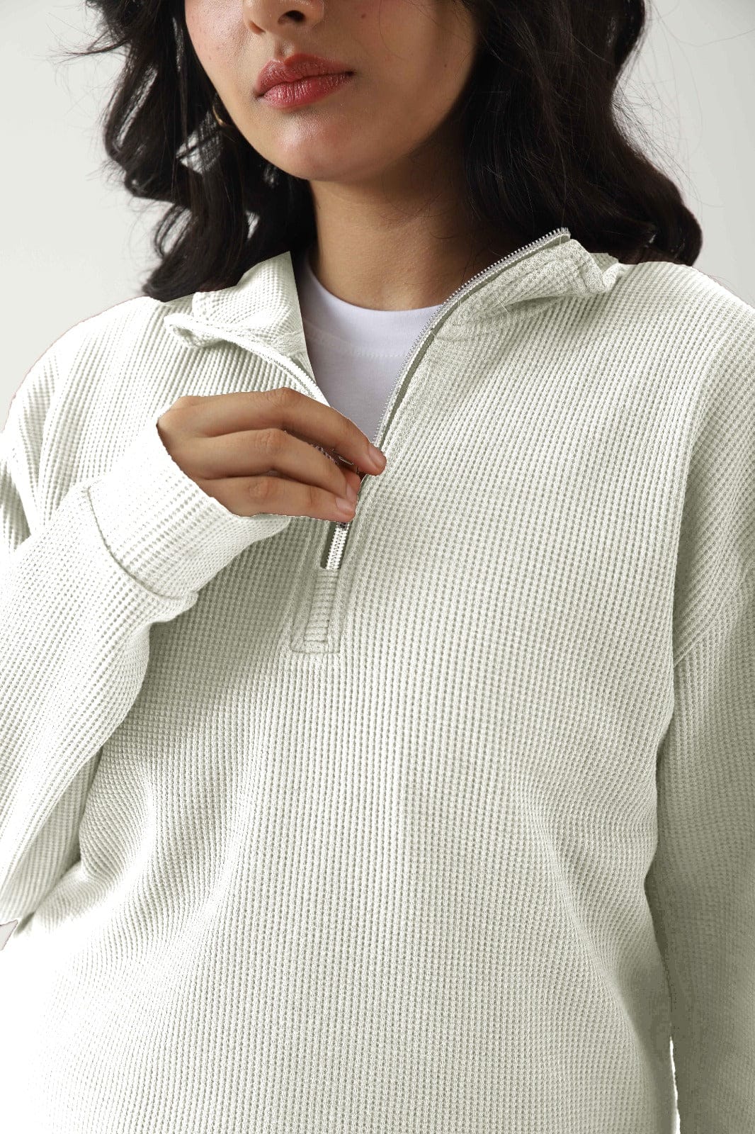 Zattitude pullover Essential Waffle Zip – Cloud White
