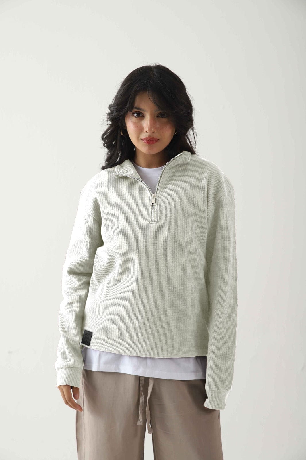 Zattitude pullover Essential Waffle Zip – Cloud White