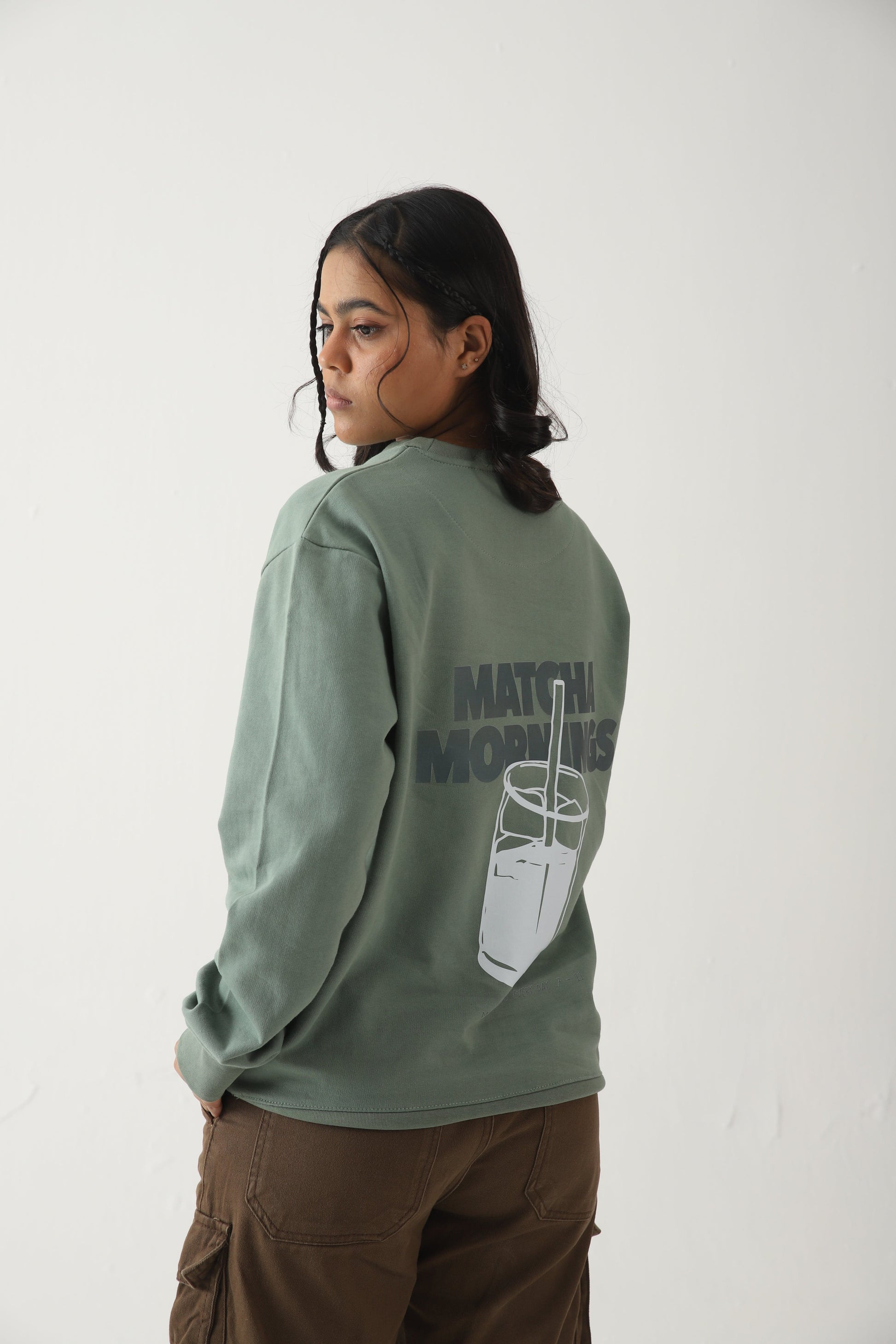 Zattitudeclothing Matcha Morning Sweatshirt | RELAX FIT