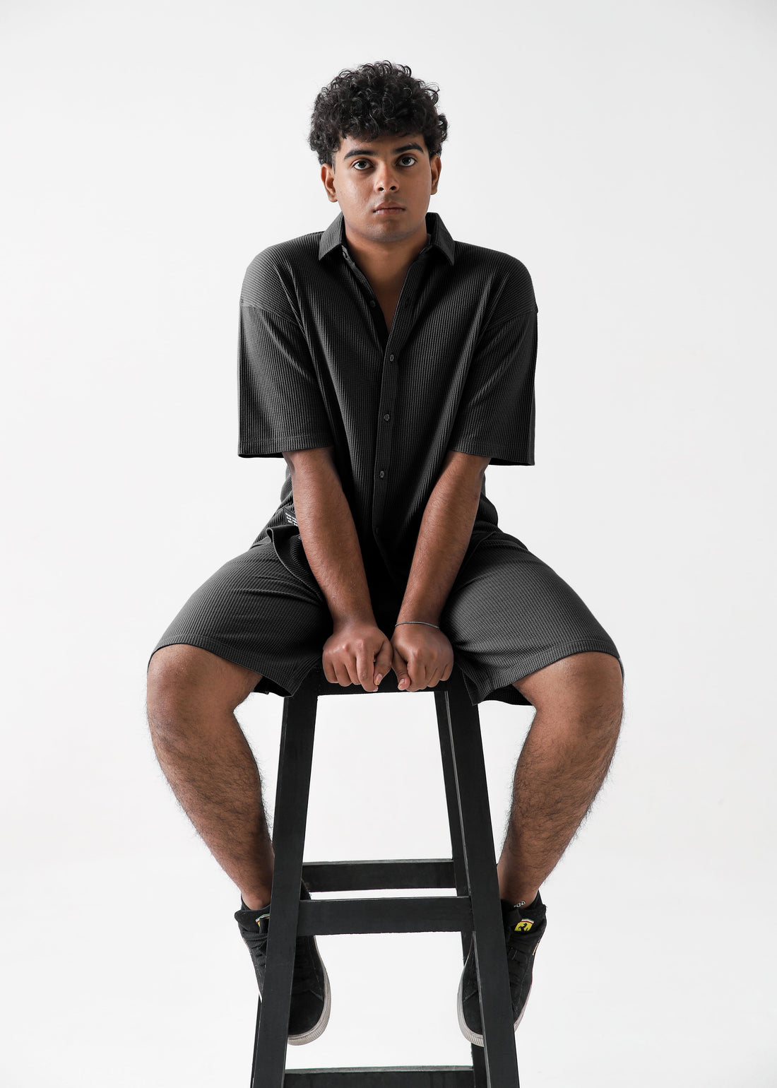 Zattitudeclothing Mens tee TEXTURED RELAX FIT SET | BLACK