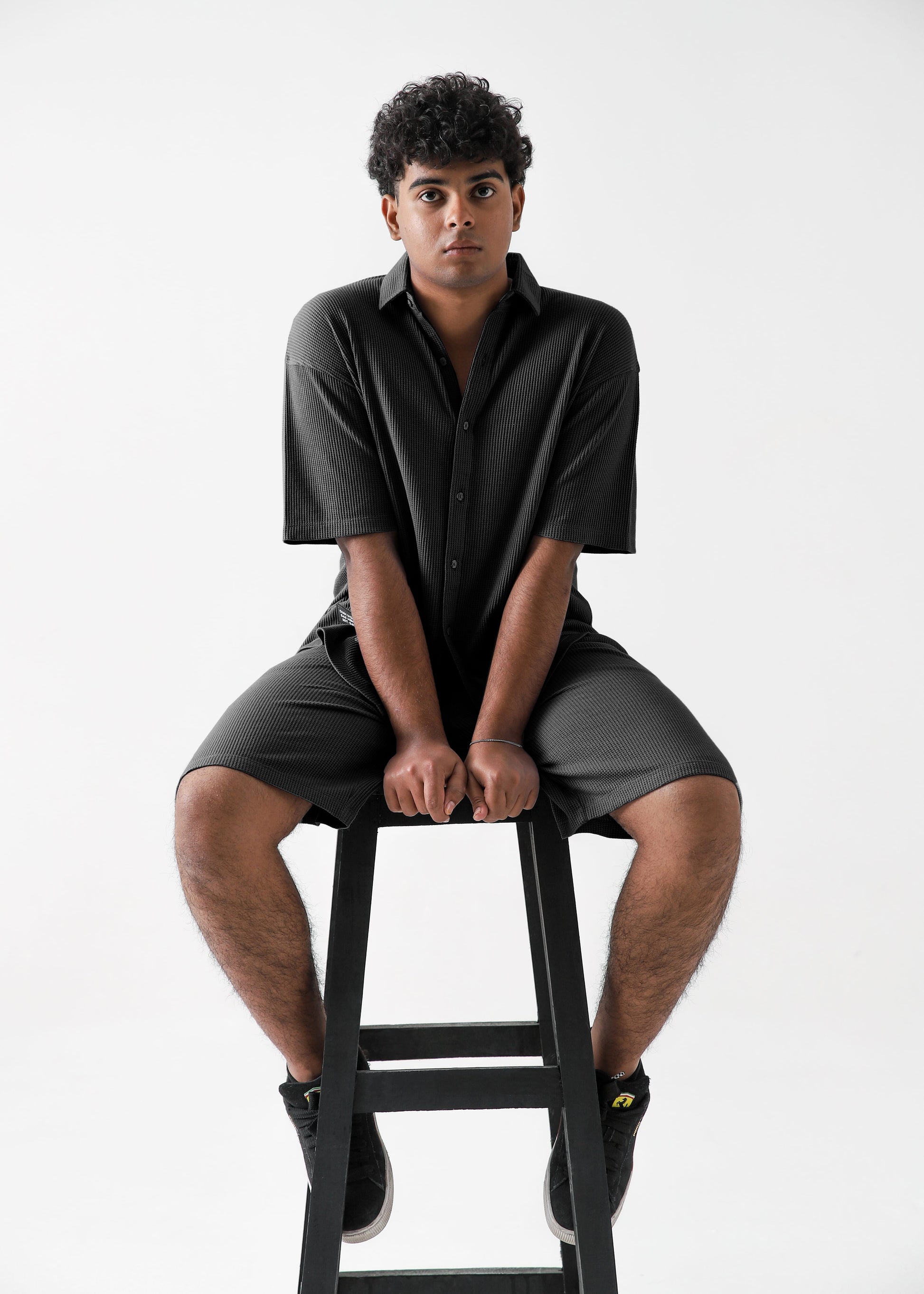 Zattitudeclothing Mens tee TEXTURED RELAX FIT SET | BLACK