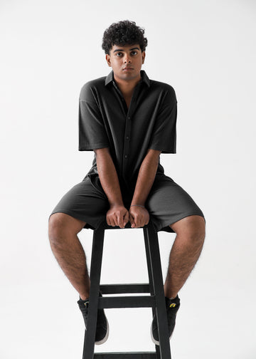 Zattitudeclothing Mens tee TEXTURED RELAX FIT SET | BLACK