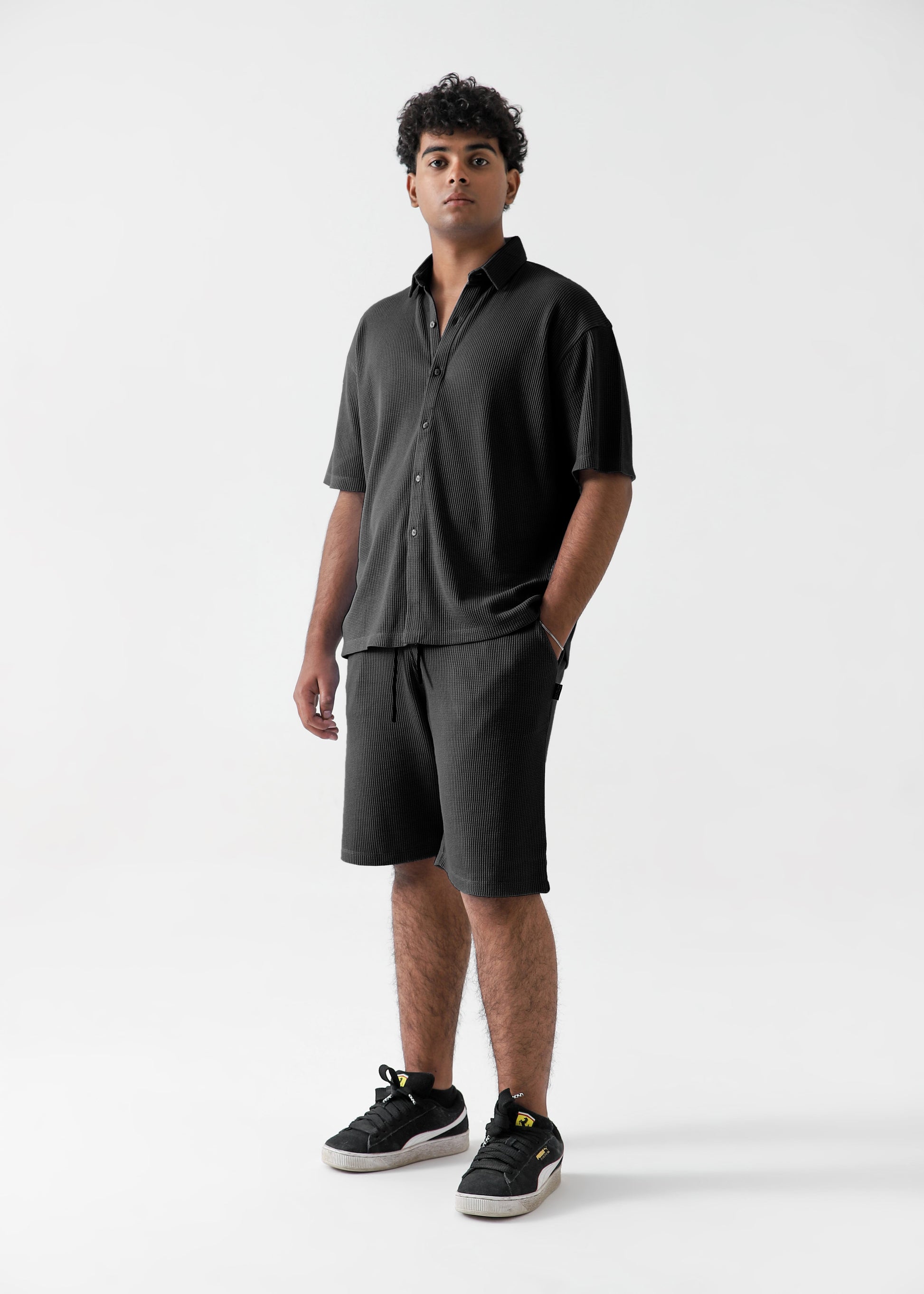 Zattitudeclothing Mens tee TEXTURED RELAX FIT SET | BLACK