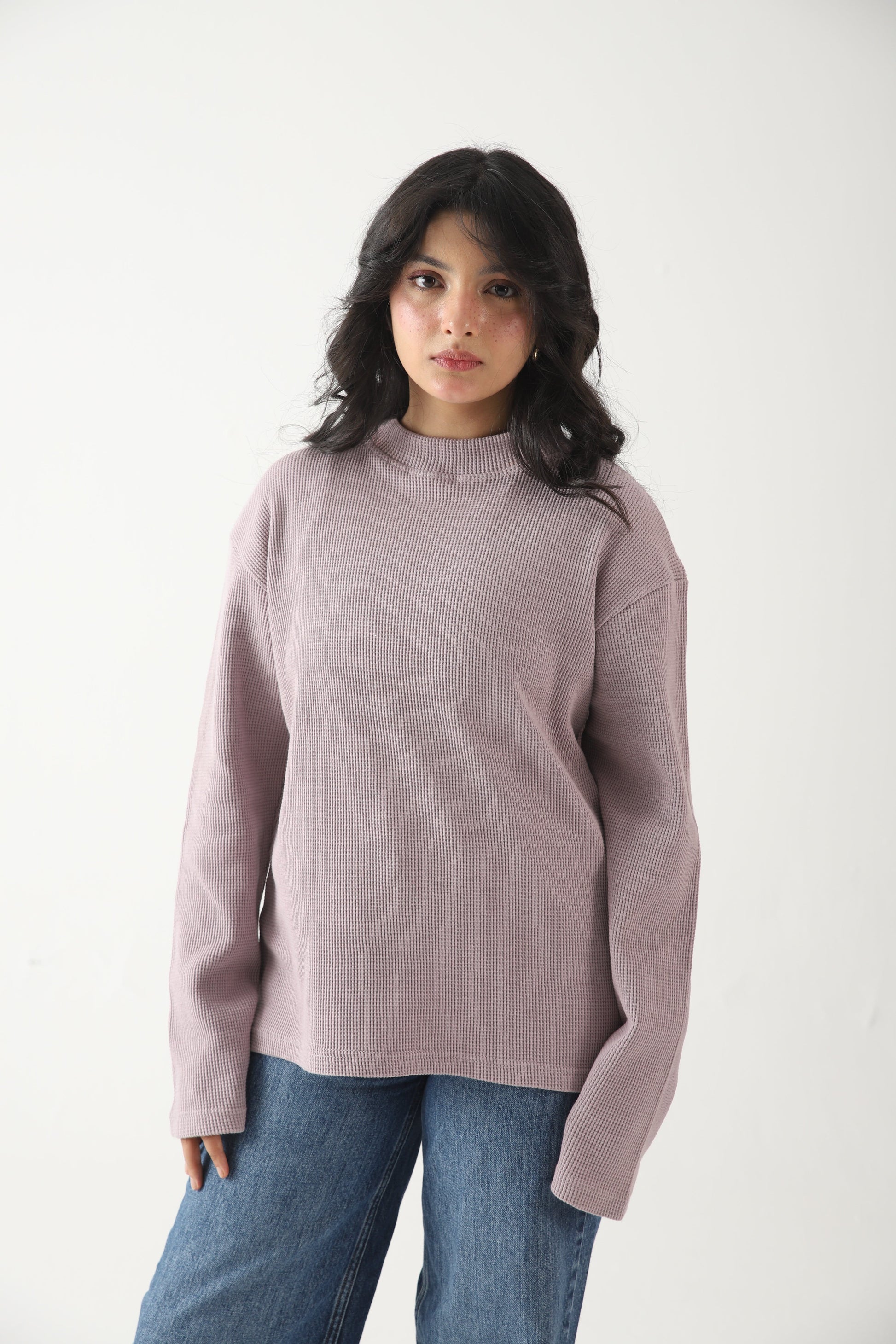 Zattitudeclothing pullover Lilac Drift Waffle Top | RELAX FIT