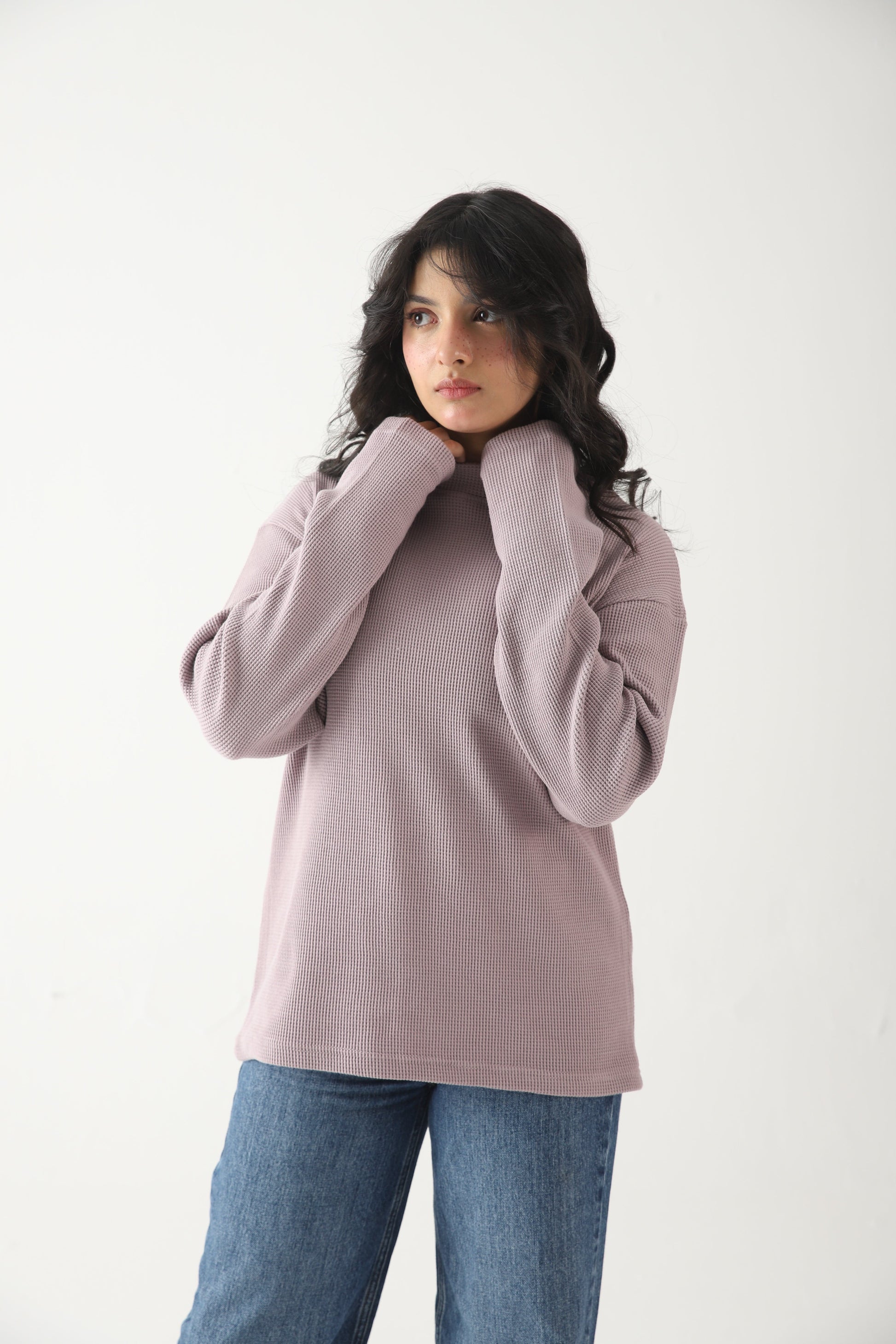Zattitudeclothing pullover Lilac Drift Waffle Top | RELAX FIT