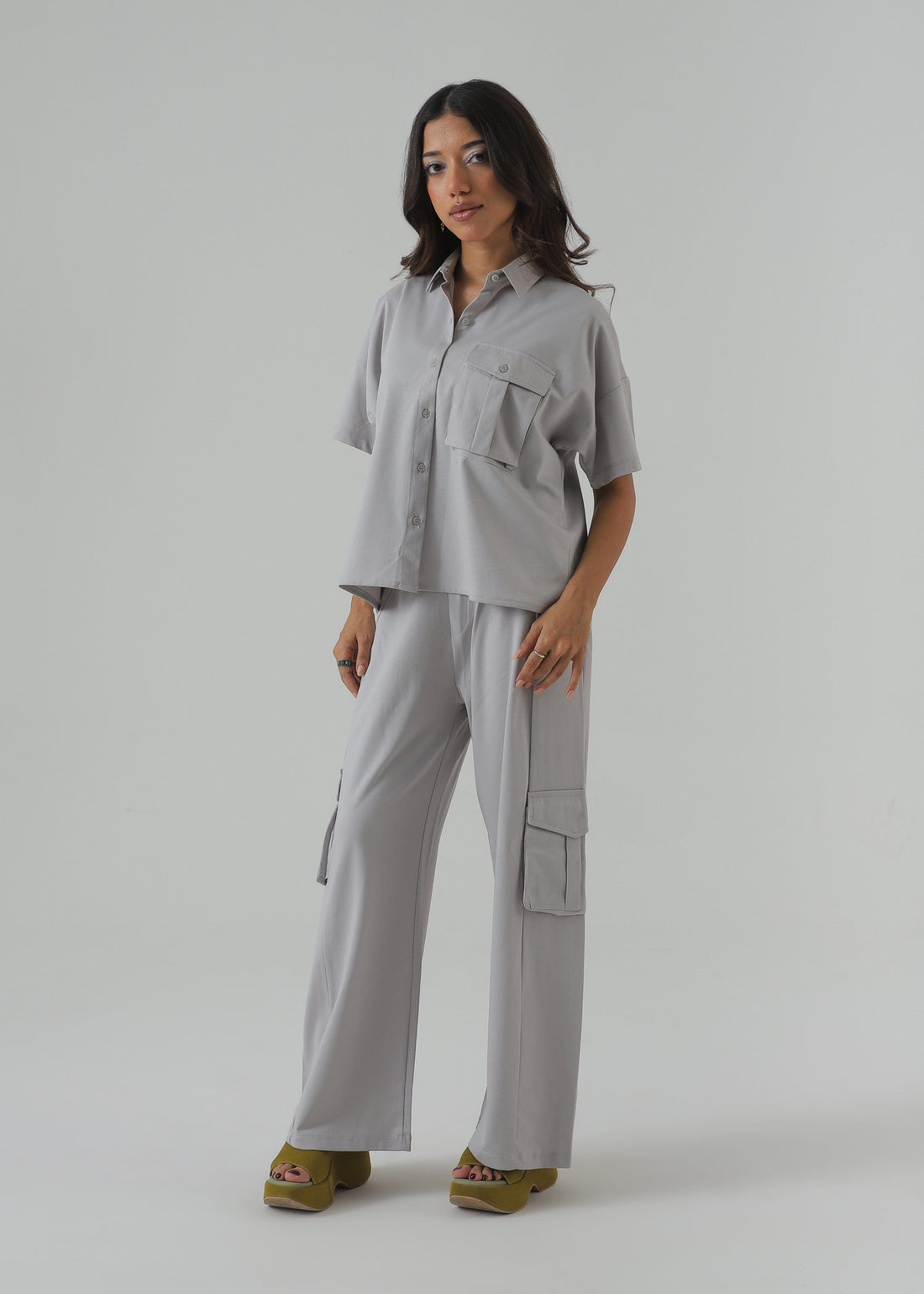 Zattitudeclothing SLATE GREY UTILITY SHIRT