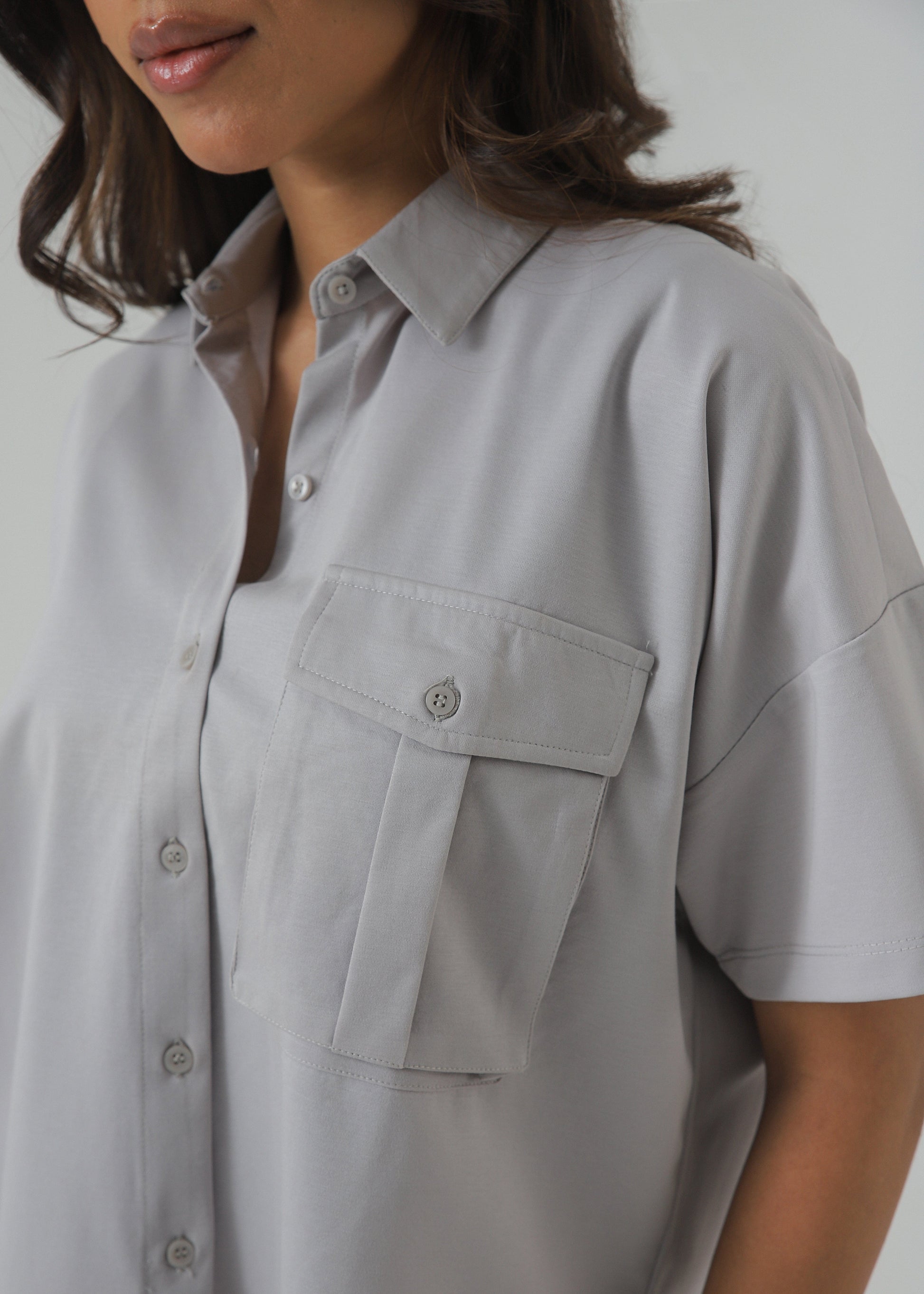 Zattitudeclothing SLATE GREY UTILITY SHIRT