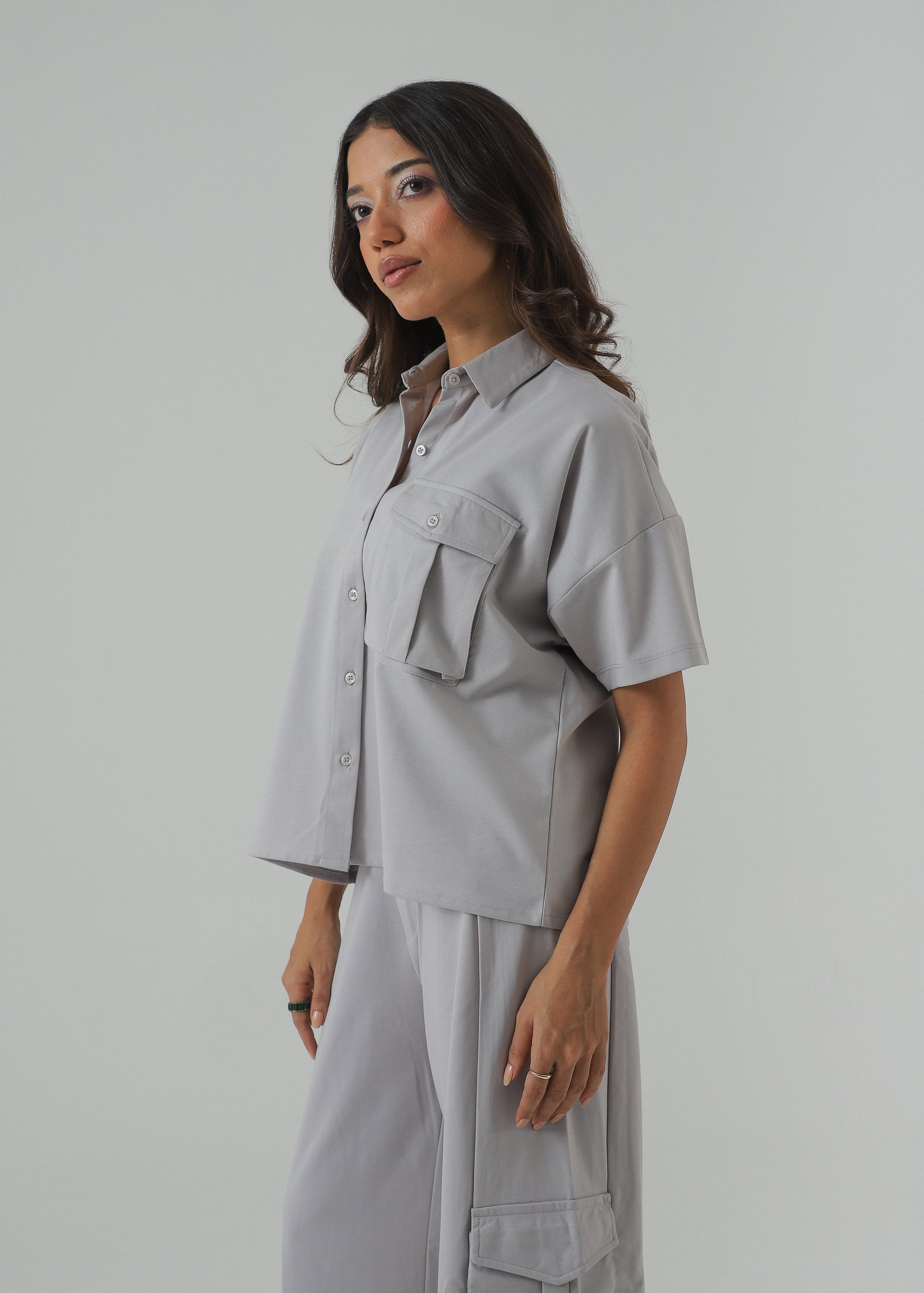 Zattitudeclothing SLATE GREY UTILITY SHIRT