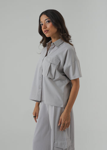 Zattitudeclothing SLATE GREY UTILITY SHIRT
